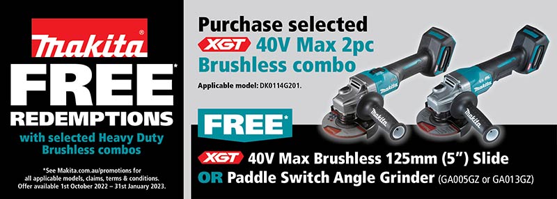 Purchase selected 40V Max 2 Piece Brushless Combo and Redeem a 40V Angle Grinder 